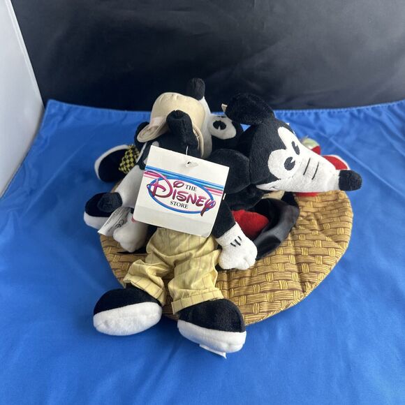 DISNEY Mickey Mouse Classic Comic Set 3 Bean Bag Plush In Hat With Tags 8" - Picture 1 of 7